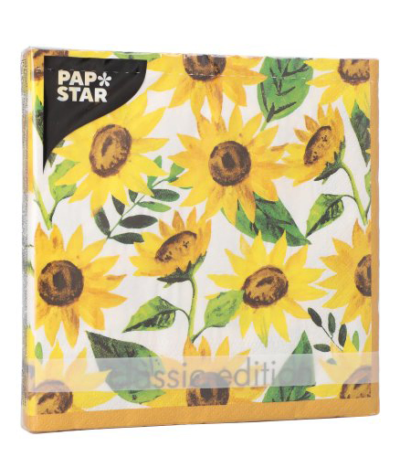 Product foto van Papieren servetten 3-laags 33x33 cm Sunflowers set van 20
