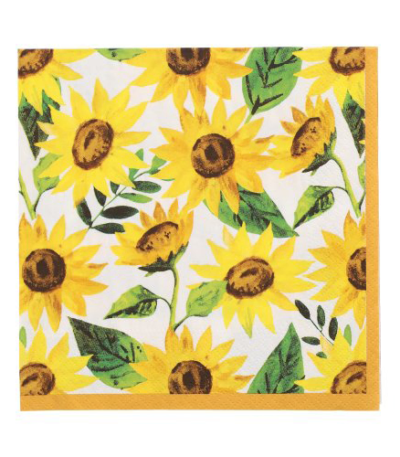 Product foto van Papieren servetten 3-laags 33x33 cm Sunflowers set van 20