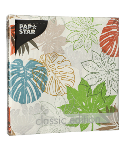 Product foto van Papieren servetten 3-laags 33x33 cm Various Leaves set van 20