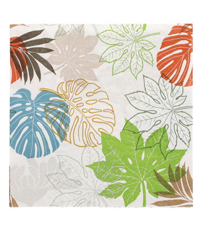 Product foto van Papieren servetten 3-laags 33x33 cm Various Leaves set van 20