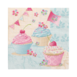 Product foto van Papieren servetten 3-laags 33x33cm Birthday Cup Cakes set van 20