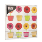 Product foto van Papieren servetten 3-laags 33x33cm Glowing Gerberas set van 20