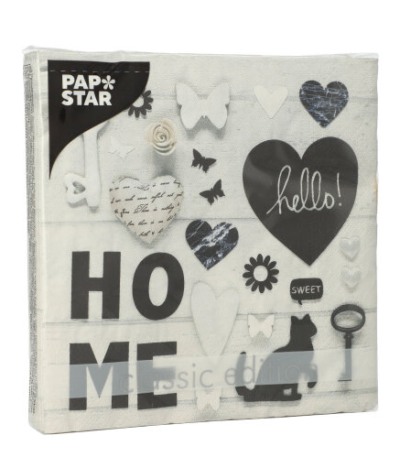 Product foto van Papieren servetten 3-laags 33x33cm Home set van 20