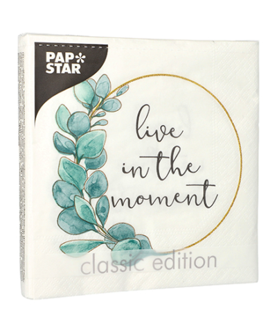 Product foto van Papieren servetten 3-laags 33x33cm "Live in the Moment" set van 20