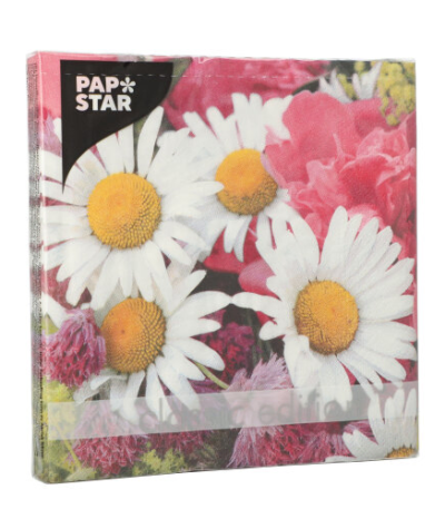 Product foto van Papieren servetten 3-laags 33x33cm Marguerite