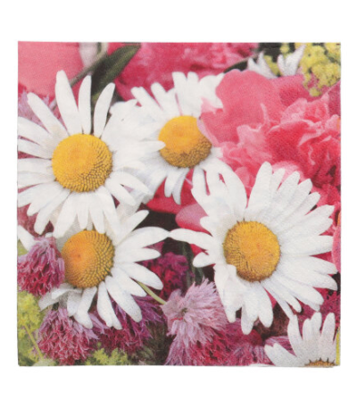 Product foto van Papieren servetten 3-laags 33x33cm Marguerite