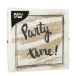 Product foto van Papieren servetten 3-laags 33x33cm Party Time set van 20