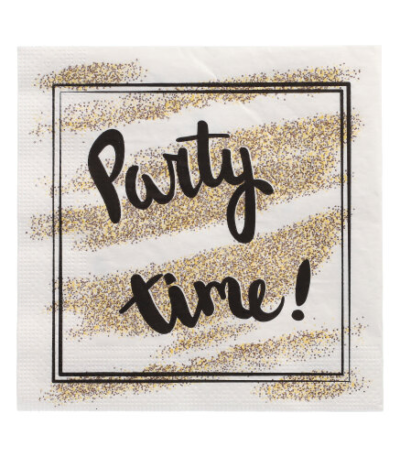 Product foto van Papieren servetten 3-laags 33x33cm Party Time set van 20