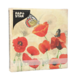 Product foto van Papieren servetten 3-laags 33x33cm Poppy Flowers set van 20