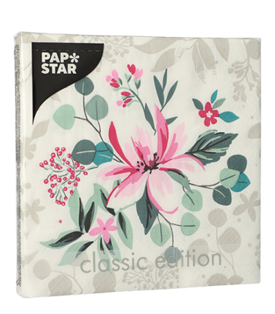 Product foto van Papieren servetten 3-laags 33x33cm Rosalie set van 20