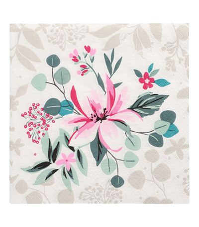 Product foto van Papieren servetten 3-laags 33x33cm Rosalie set van 20