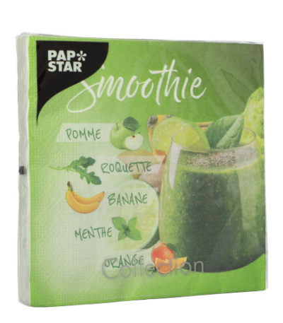 Product foto van Papieren servetten 3-laags 33x33cm set van 20 Smoothie