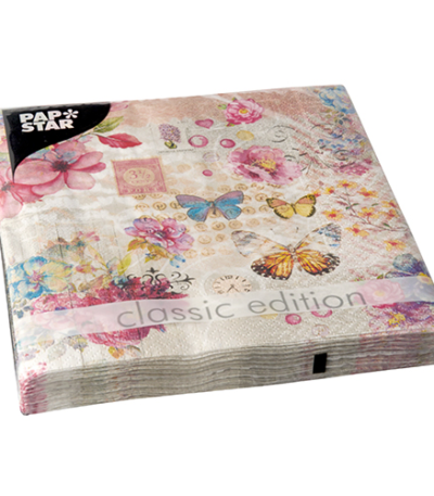 Product foto van Papieren servetten 3-laags 33x33cm wit Nora