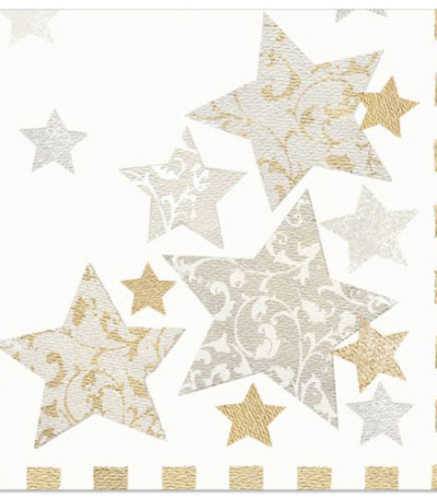 Product foto van Papieren servetten 3-laags 40x40cm Stardust set van 50
