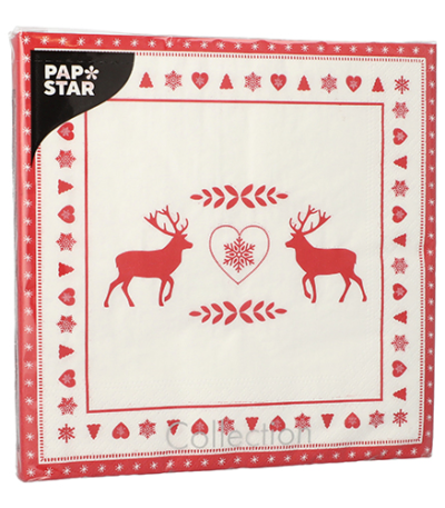 Product foto van Papieren servetten 3-laags 40x40cm wit Rennes set van 20