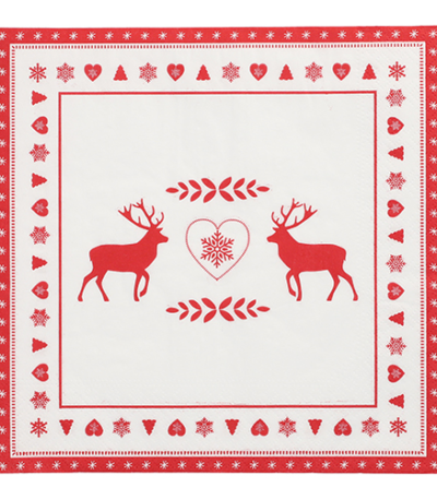 Product foto van Papieren servetten 3-laags 40x40cm wit Rennes set van 20