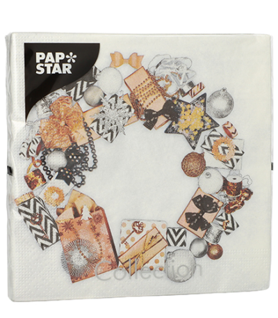 Product foto van Papieren servetten 3-laags Ambiance de Fete 33x33cm set van 20