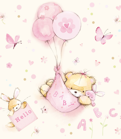 Product foto van Papieren servetten 3-laags Baby Girl set van 20