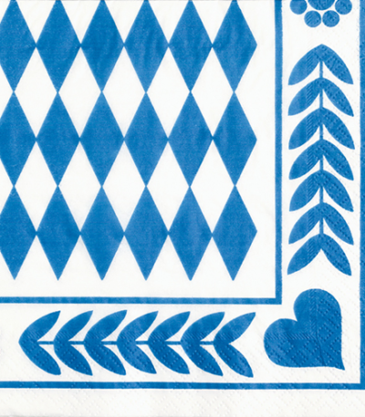 Product foto van Papieren servetten 3-laags Beiers blauw set van 20