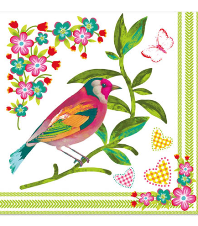 Product foto van Papieren servetten 3-laags Birdie 20 stuks