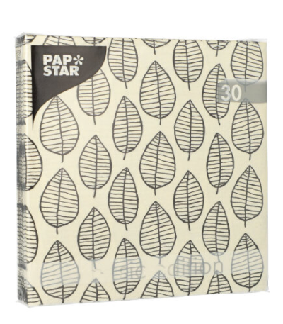 Product foto van Papieren servetten 3-laags Black Foliage 30 stuks