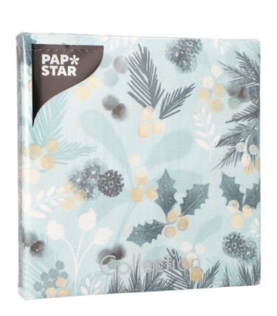 Product foto van Papieren servetten 3-laags Blue Christmas 20 stuks