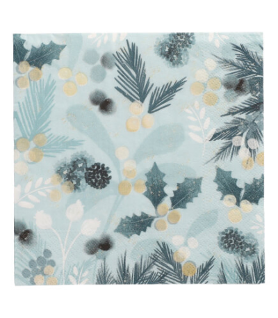 Product foto van Papieren servetten 3-laags Blue Christmas 20 stuks
