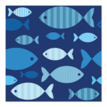 Product foto van Papieren servetten 3-laags Blue Fish set van 20