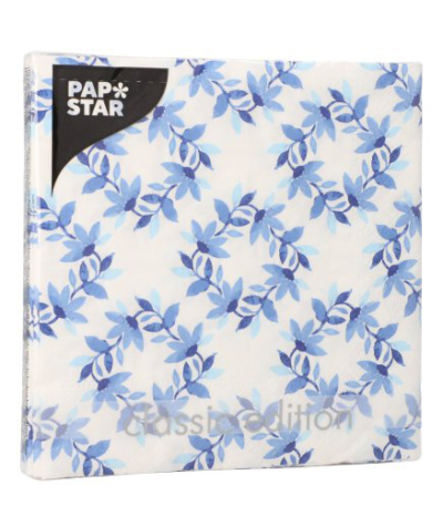 Product foto van Papieren servetten 3-laags Blue Wreaths set van 20