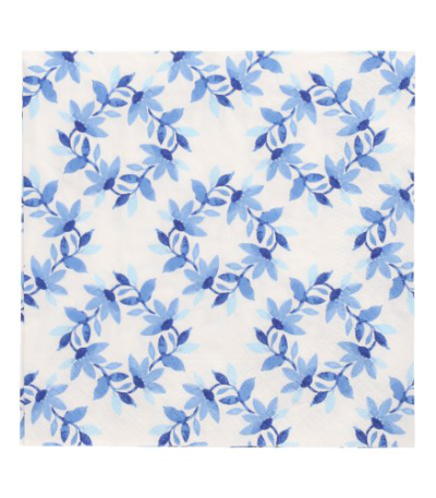 Product foto van Papieren servetten 3-laags Blue Wreaths set van 20