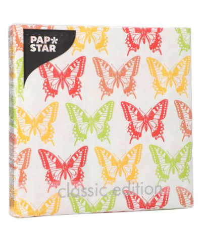 Product foto van Papieren servetten 3-laags Butterflies 20x33cm