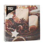 Product foto van Papieren servetten 3-laags Candles and Pine Cones set van 20