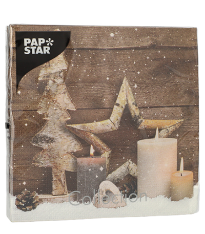 Product foto van Papieren servetten 3-laags Candles and Stars 20 stuks