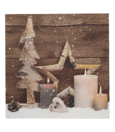 Product foto van Papieren servetten 3-laags Candles and Stars 20 stuks