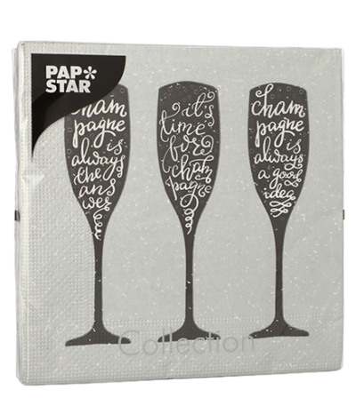 Product foto van Papieren servetten 3-laags Champagne set van 20