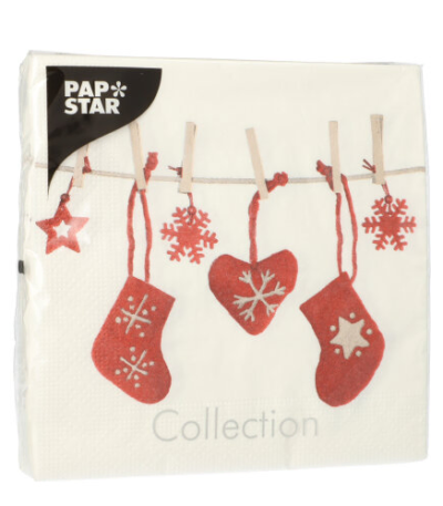 Product foto van Papieren servetten 3-laags Chaussettes 20 stuks
