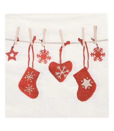 Product foto van Papieren servetten 3-laags Chaussettes 20 stuks