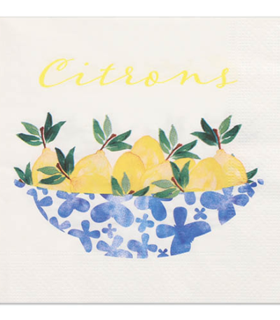 Product foto van Papieren servetten 3-laags Citrons 33x33cm set van 20