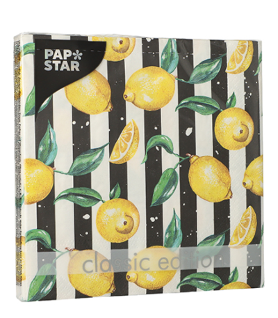 Product foto van Papieren servetten 3-laags Citrus Lines set van 20