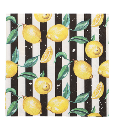 Product foto van Papieren servetten 3-laags Citrus Lines set van 20