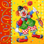 Product foto van Papieren servetten 3-laags Clown 33x33 cm set van 20