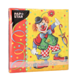 Product foto van Papieren servetten 3-laags Clown 33x33 cm set van 20