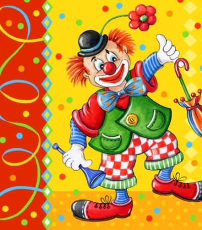 Product foto van Papieren servetten 3-laags Clown 33x33 cm set van 20