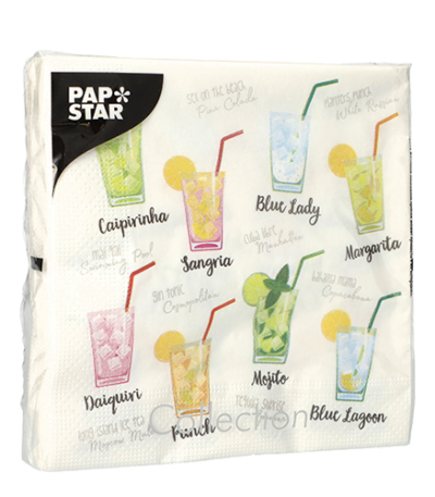 Product foto van Papieren servetten 3-laags Cocktail set van 20