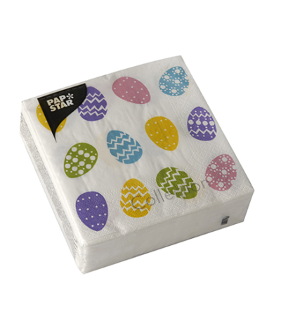 Product foto van Papieren servetten 3-laags Coloured Eggs set van 50