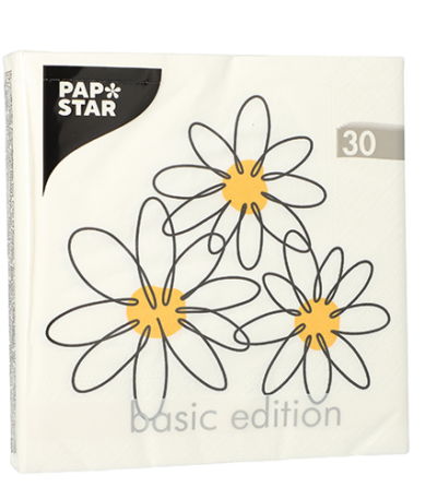 Product foto van Papieren servetten 3-laags Daisy 30 stuks