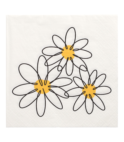 Product foto van Papieren servetten 3-laags Daisy 30 stuks