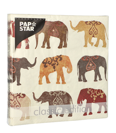 Product foto van Papieren servetten 3-laags Elephants set van 20