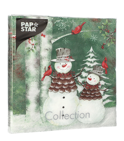 Product foto van Papieren servetten 3-laags Forest Snowmen set van 20