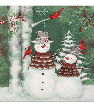 Product foto van Papieren servetten 3-laags Forest Snowmen set van 20